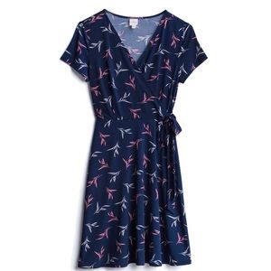 Faux wrap graphic dress